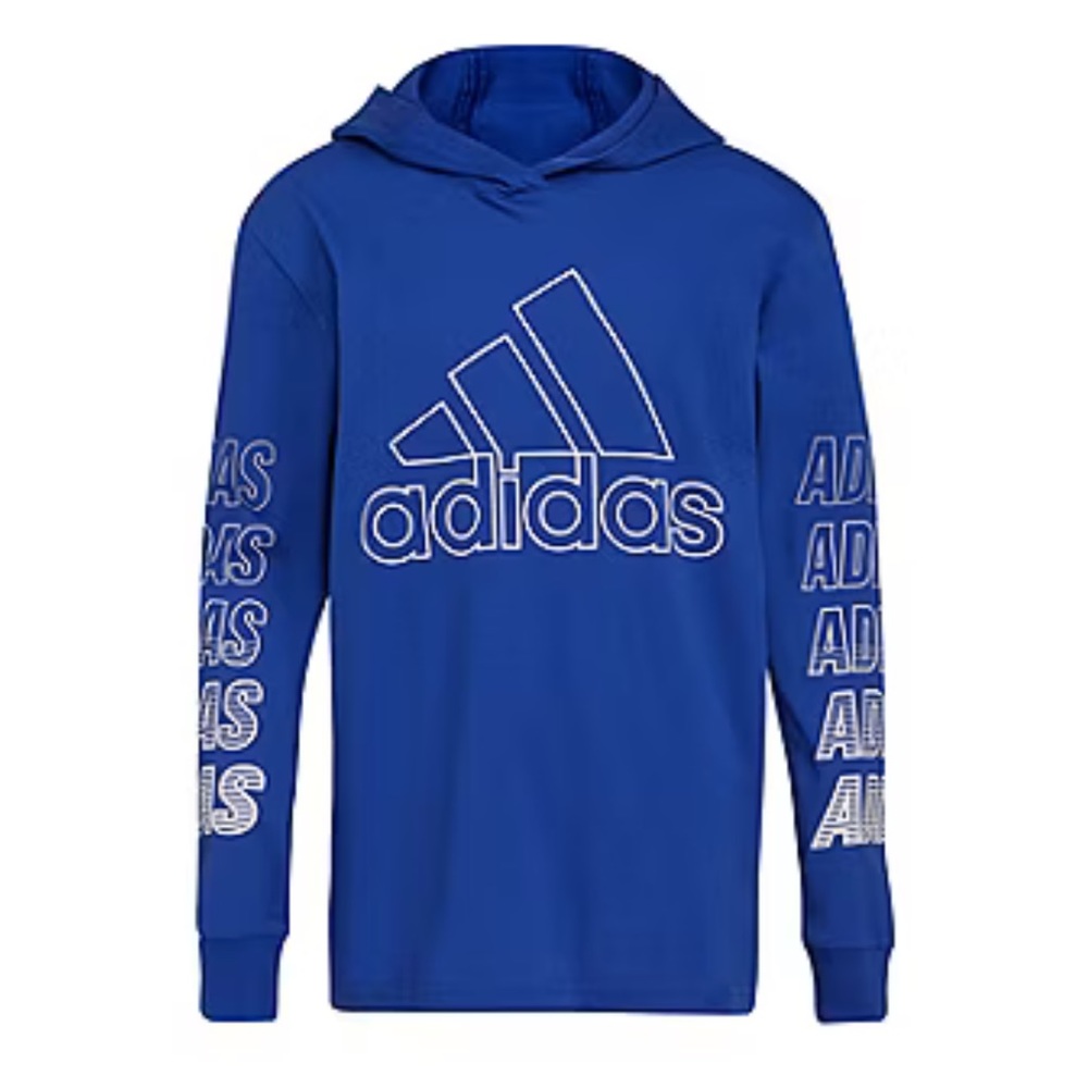 🩵Adidas Boy’s Hooded Long Sleeve Graphic Tee - Size Small